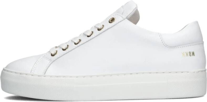 Nubikk Witte Leren Sneakers met Gouden Accenten White Dames