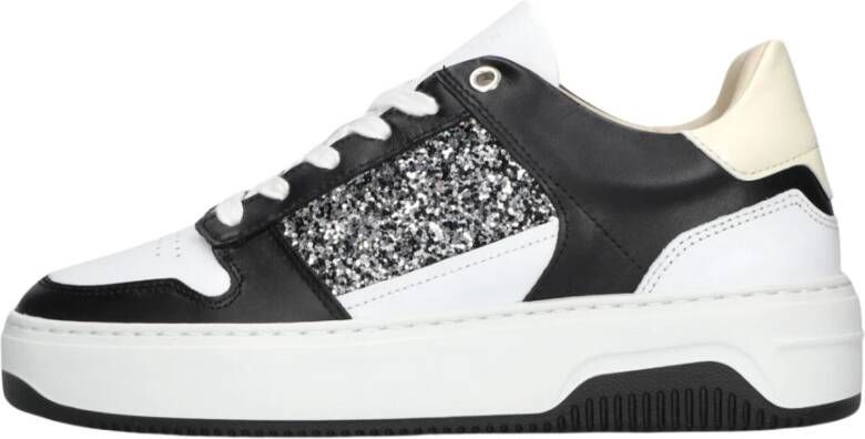 Nubikk Basket Court Wit Zwart Glitter Sneaker Multicolor Heren