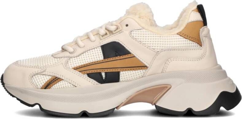 Nubikk Zwarte Bont Lage Sneakers Beige Dames