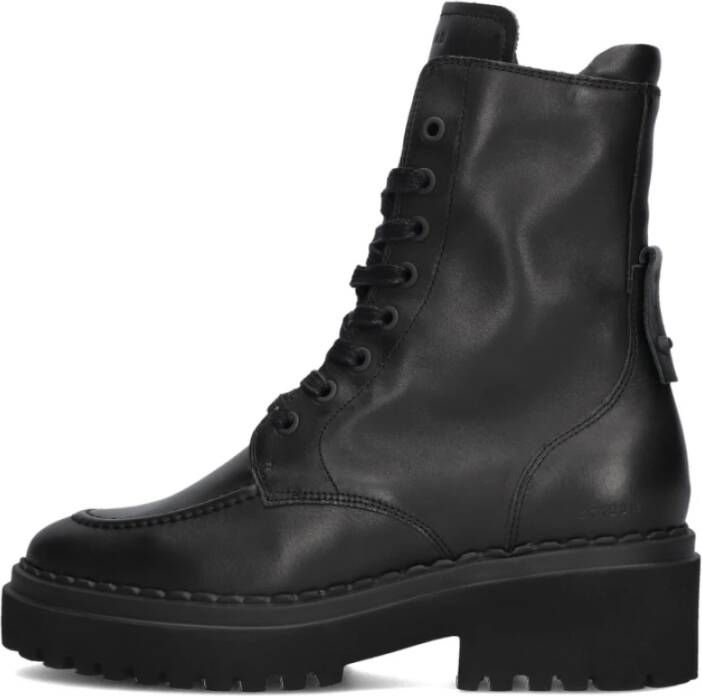 Nubikk Zwarte Leren Veterschoenen Black Dames