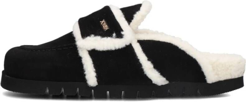 Nubikk Zwarte Teddy Fur Slides Black Dames