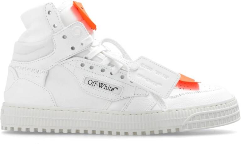 Off White Leren sneakers met stoffen inzetstukken White Heren