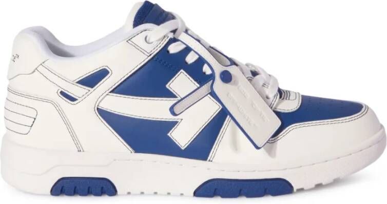 Off White Blauw en wit leren sneakers met pijl motief White Heren