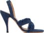 Off White Blauwe Katoenen Curvy Hiel Denim Sandaal Blue Dames - Thumbnail 1