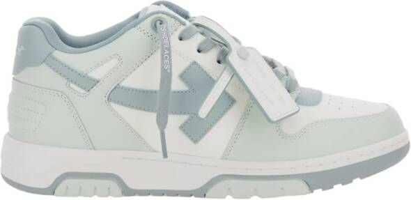 Off White Blauwe Leren Sneakers Out of Office Blue Heren