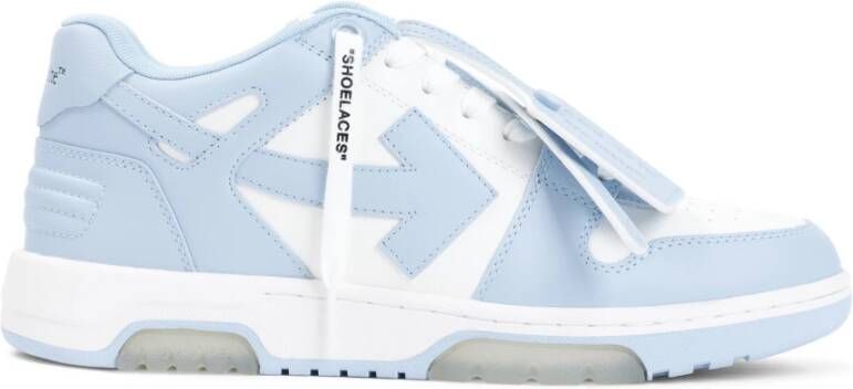 Off White Blauwe Leren Sneakers Trendy Stijl Blue Heren