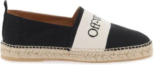 Off White Bookish Logo Linnen Espadrilles Black Heren