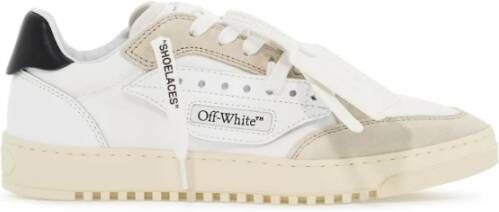 Off White Canvas Sneakers met Leren Details Beige Dames