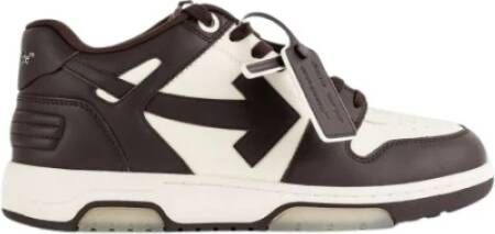 Off White Chocoladebruine sneakers met beige accenten Brown Heren