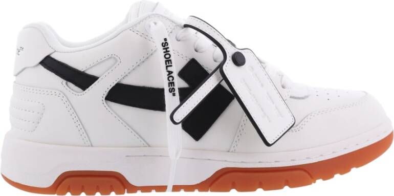 Off White Zwarte Leren Sneakers met Handtekening Pijlen Black Dames