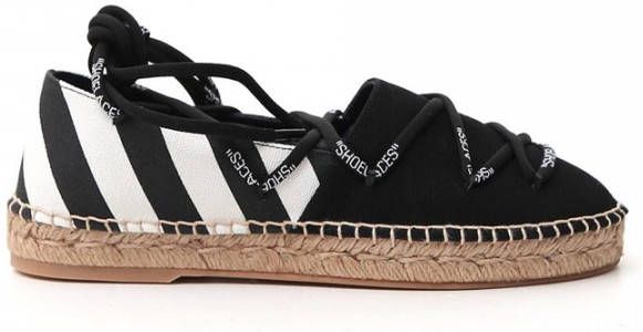 Off-White Espadrilles Canvas Laces Flat Espadrillas in zwart