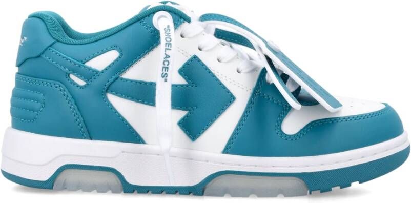 Off White Geperforeerde Leren Sneakers Blue Dames