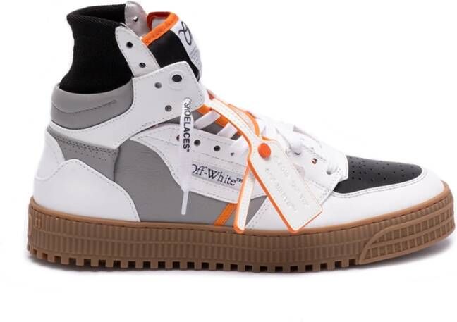 Off White Grijs Wit Leren Sneakers Multicolor Heren