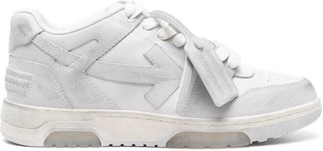 Off White Grijze Suède Sneakers met Handtekeningdetails White Heren