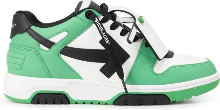 Off White Groene Leren Streetwear Sneakers Multicolor Heren