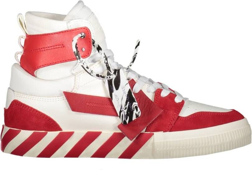 Off White Hoge vulkaniseerde sneakers met diagonale banden Red Heren