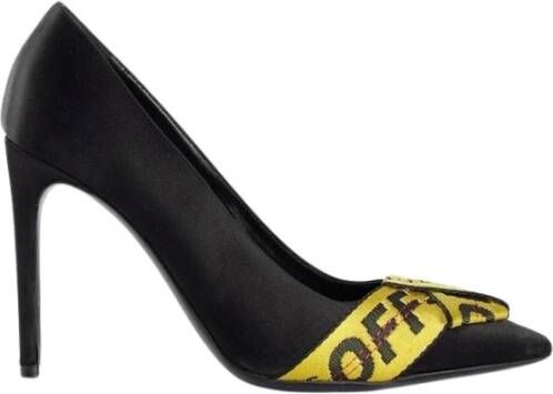 Off White Italiaanse Zwarte Leren Pump Hakken Black Dames