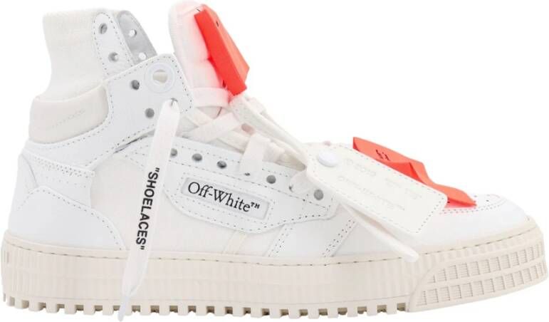 Off White Leren en canvas sneakers met ritssluiting White Heren