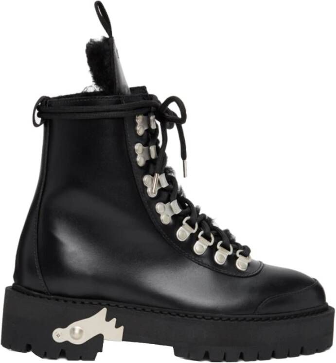 Off White Leren Enkellaarzen Black Dames