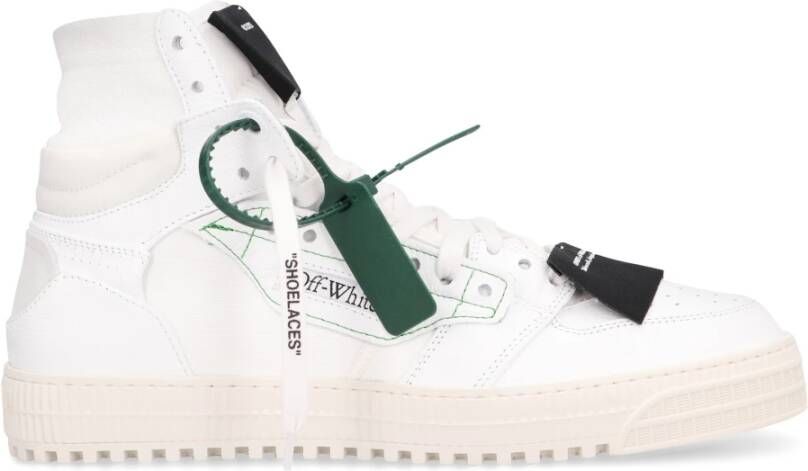 Off White Leren High-Top Sneakers White Heren