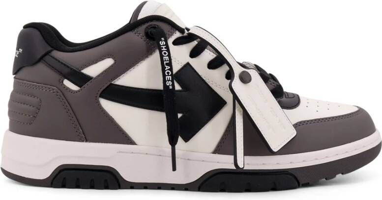 Off White Leren lage sneakers Gray Heren