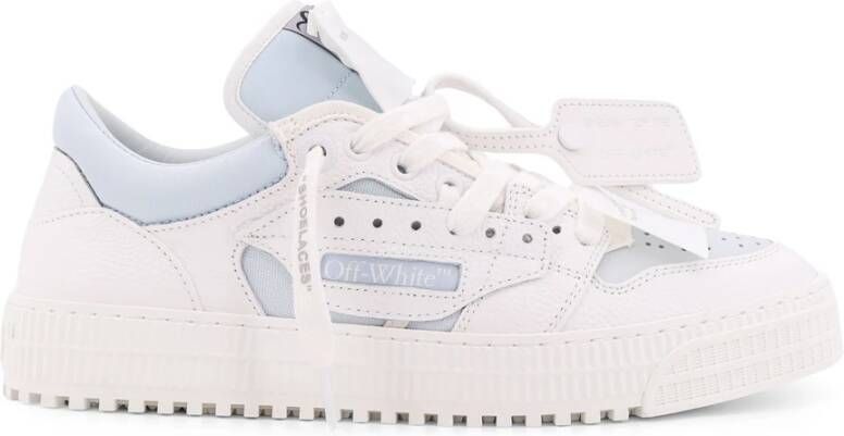 Off White Leren lage sneakers met stoffen inzetstukken White Heren