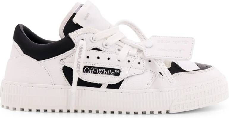 Off White Leren lage sneakers met stoffen inzetstukken White Heren