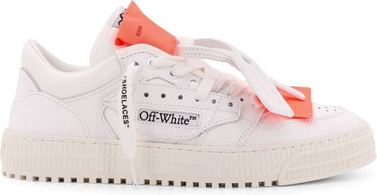 Off White Leren lage sneakers met stoffen inzetstukken White Heren