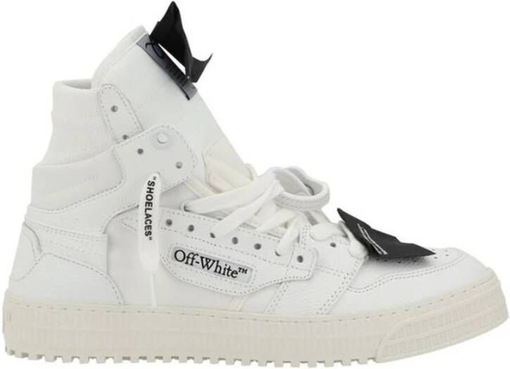 Off White Leren Sneakers met Pijllogo en Rits White Heren