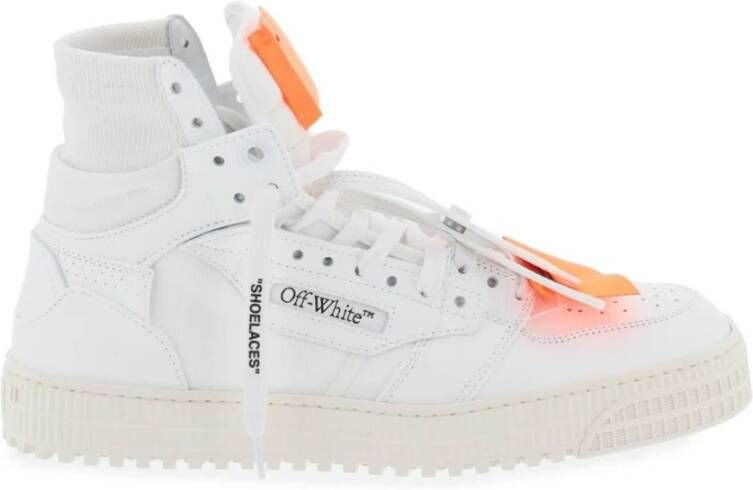 Off White Leren sneakers met stoffen inzetstukken White Heren