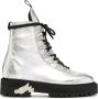 Off White Metallic Finish Enkellaarzen Gray Dames - Thumbnail 4