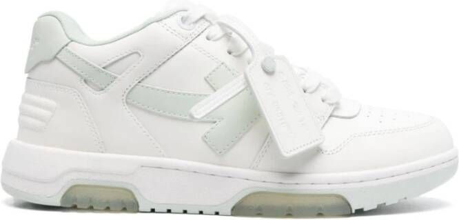 Off White Mintgroene Leren Sneakers White Heren