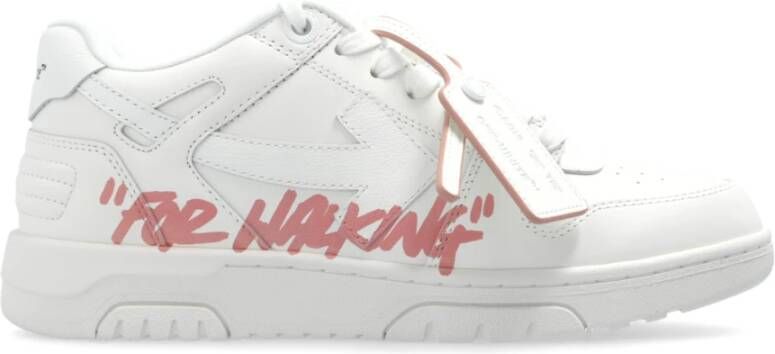 Off White Witte Slim Sneakers met Roze Accents Multicolor Dames