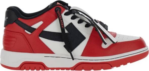 Off White Rode Leren Sneakers Out of Office Red Heren