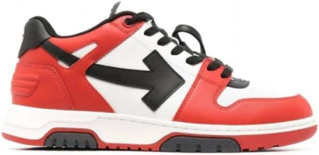 Off White Rood Zwart Kalfsleer Sneakers Red Dames