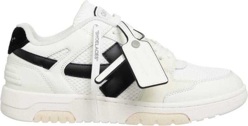 Off White Smalle Veterschoenen Effen Patroon White Heren