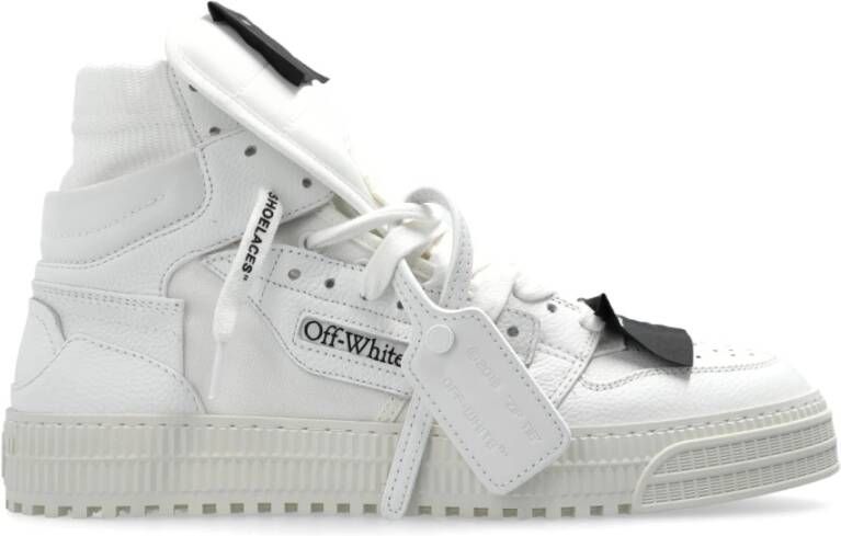 Off White Leren Sneakers met Pijllogo en Rits White Heren