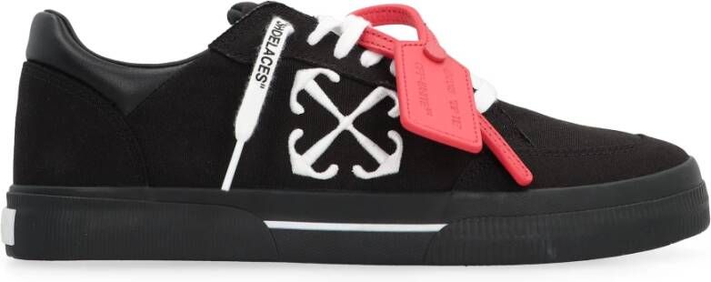 Off White Zwarte Canvas Pijl Geborduurde Sneakers Black Heren