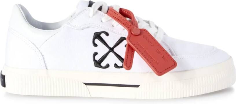 Off White Lage canvas sneakers met leren inzetstuk White Dames