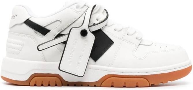 Off White Witte Leren Sneakers met Logo Ritssluiting en Pijlontwerp White Dames