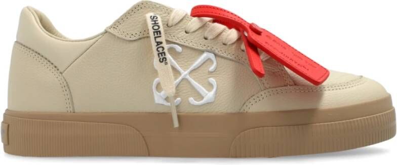 Off White Sportschoenen Nieuw Laag Gevulkaniseerd Beige Dames