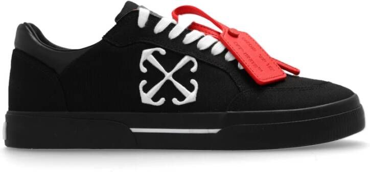 Off White Zwarte Canvas Pijl Geborduurde Sneakers Black Heren