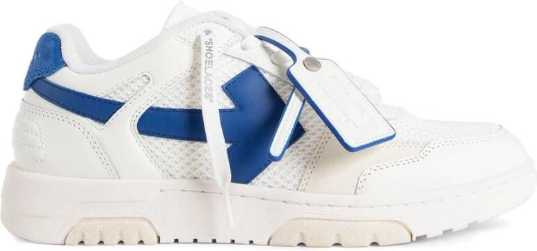 Off White Wit Blauw Mesh Leren Sneakers White Heren