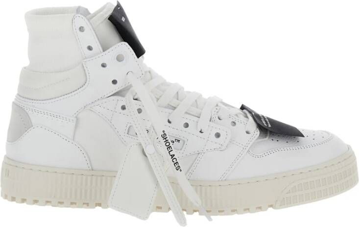 Off White Witte Leren Court Sneakers White Heren