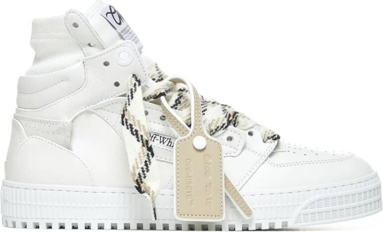 Off White Witte Leren High-Top Sneakers White Heren