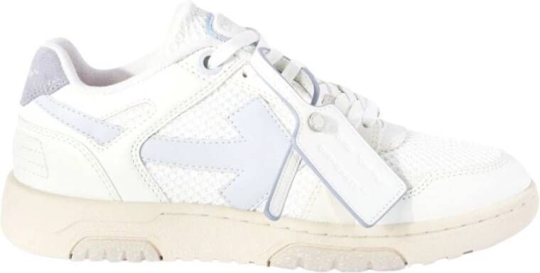 Off White Witte Leren Sneakers met Blauwe Accenten White Dames