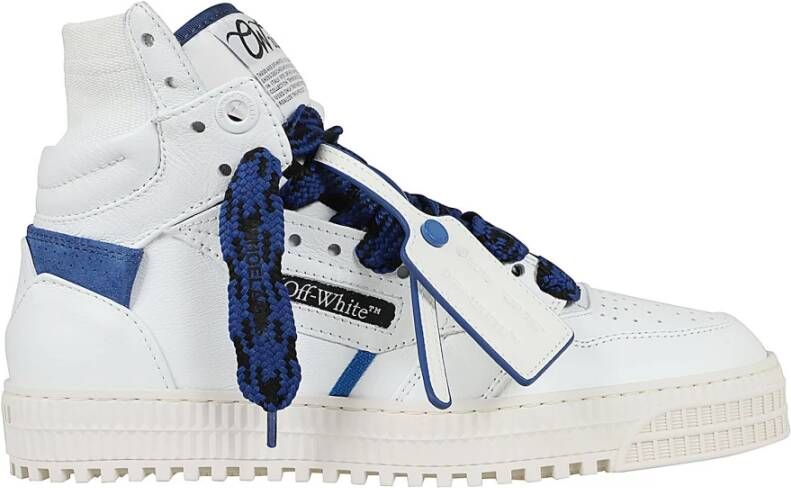 Off White Geperforeerde Leren Sneakers met Gebreide Enkel White Heren