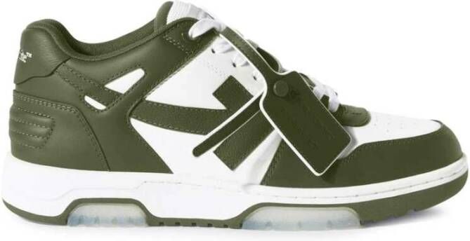 Off White Witte Sneaker met Pijlenmotief Green Heren