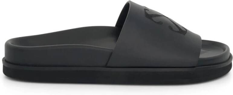 Off White Wolkenpijl Leren Slippers Mannen Black Heren