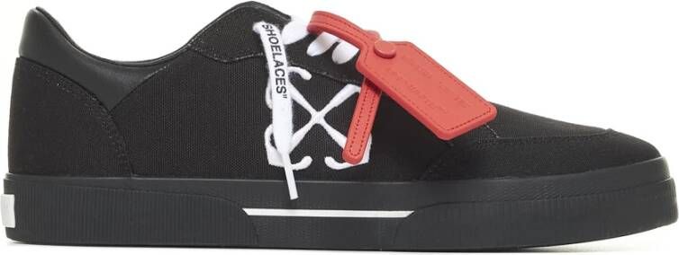 Off White Zwarte canvas sneakers met rode tab Black Heren